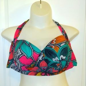 NEW PLUS Boutique Swimwear Floral Bikini Top w Big Bust & Lots of Boost 3X